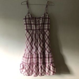 American Eagle White Purple Tiered Midi Dress 12